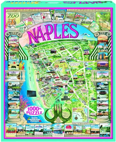 Miniatura 2 de White Mountain Rompecabezas de 1000 piezas con mapas costeros, piezas grandes, regalo para adultos y familia, 24 x 30 pulgadas, Nápoles, Florida
