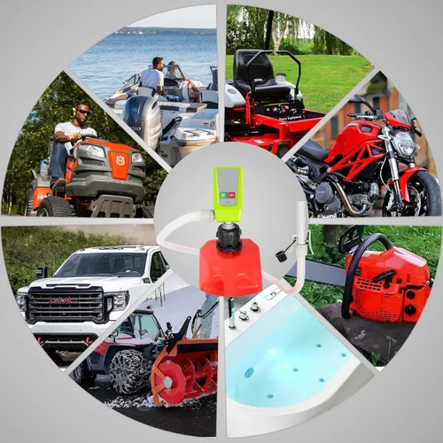 Miniatura 8 de Bomba de transferencia de combustible con parada automática, alimentada por pilas AA/CC, 2 modos de alimentación, manguera extra larga con adaptador