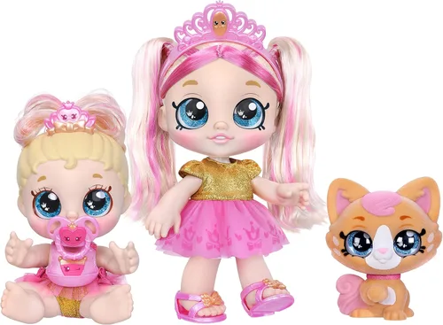 Miniatura 9 de Kindi Kids Aromática Sisters Pawsome Royal Family - Muñeca de Juego Preescolar de 10": Tiara Sparkles, Baby Kindi de 6.5": Teenie Tiara, y Kindi
