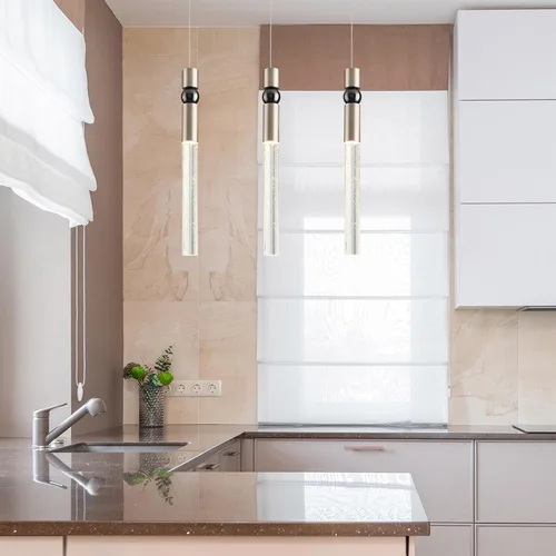 Miniatura 3 de JoollySun Mini lámpara colgante de cristal: 1 luz regulable colgante LED para baño de isla de cocina - oro pulido