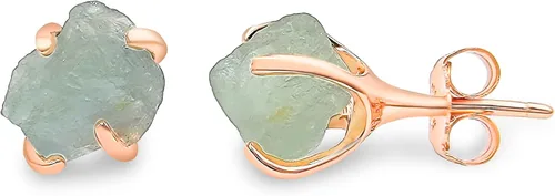 Miniatura 88 de Aretes de piedra preciosa natural en bruto con oro rosa sobre plata de ley 925, 6 a 0.276 in, regalo de piedra de nacimiento de calidad genuina