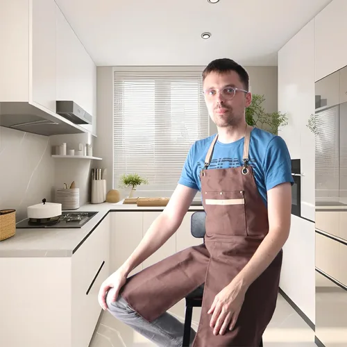 Miniatura 7 de Delantal de chef para hombres y mujeres, delantal ajustable para cocina, hornear, pintura, delantal de lona para jardín, restaurante, cafetería