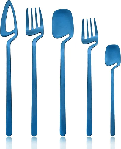 Miniatura 17 de Juego de cubiertos dorados mate, 20 piezas de cubiertos de acero inoxidable 304 colgantes para 4, juego de utensilios de cocina con acabado Oro