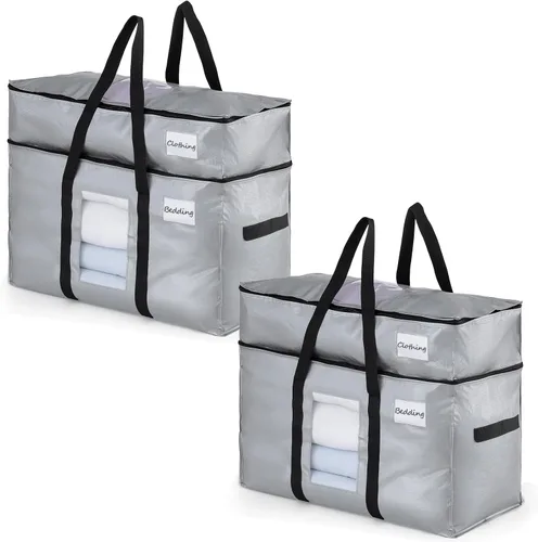 Miniatura 53 de TAILI - Bolsas de mudanza extra grandes, paquete de 10 bolsas negras resistentes para almacenamiento con ventana visible, asas envolventes