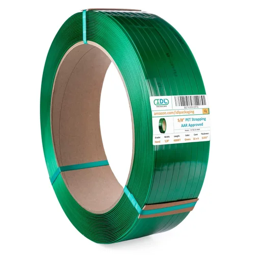 Miniatura 9 de IDL Packaging Rollo de flejado de poliéster (PET) de 1/2" x 0.025" x 3440' de tamaño de núcleo de 8" x 8", resistencia a la rotura de 780 libras