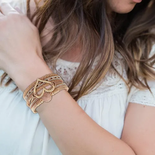 Miniatura 2 de Long tiantian Pulseras de cuero boho para mujer, lindas pulseras apilables de verano con corazón para mujer, regalos de moda 2024