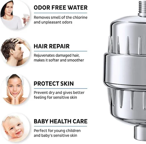Miniatura 3 de Filtro de ducha para agua dura, suavizante de agua de alto rendimiento, elimina el cloro y el fluoruro. Agua blanda filtrada con vitamina A С E. El