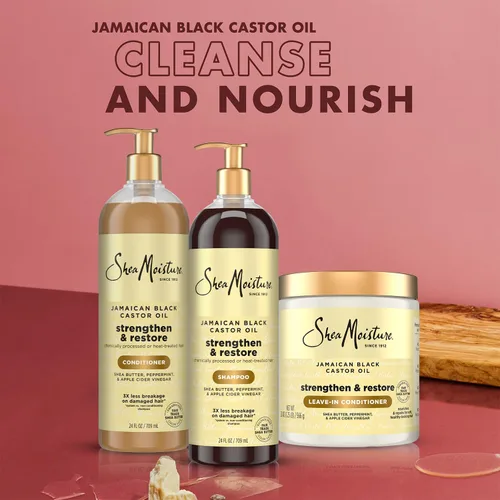 Miniatura 3 de SheaMoisture Aceite de Ricino Negro Jamaicano Champú Reparador para Fortalecer y Restaurar el Cabello, Acondicionador + Acondicionador sin Enjuague