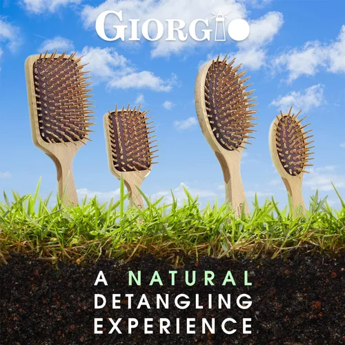 Miniatura 9 de Giorgio Cepillo de pelo de cerdas de madera respetuoso con el medio ambiente, cepillo para desenredar pequeño y cepillo de crecimiento del cabello