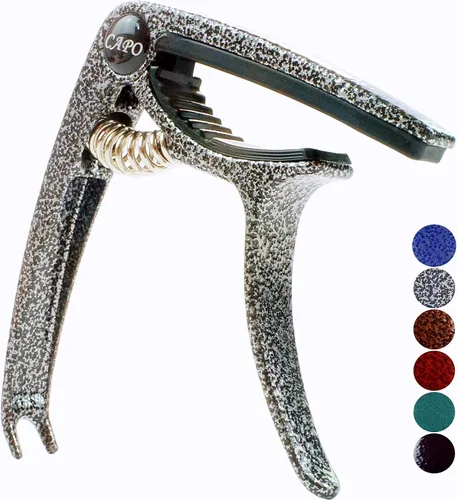 Cejilla para guitarra, Cejilla ligera de aleación de zinc para guitarras acústicas y eléctricas, bajo, mandolina, banjo, ukelele (Negro plateado)
