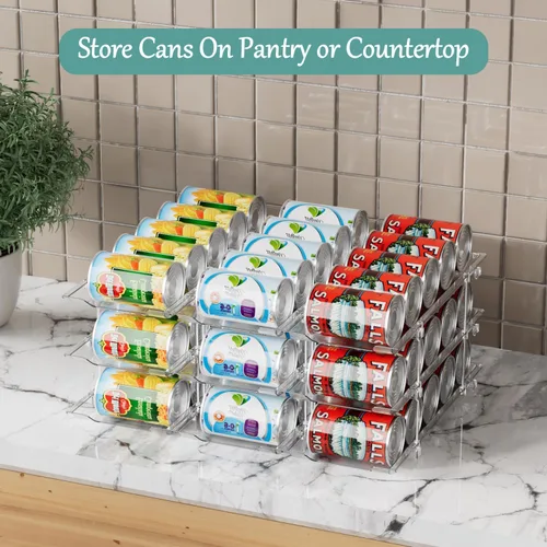 Miniatura 6 de Organizador de almacenamiento de latas para despensa, soportes para latas para despensa, dispensador de alimentos enlatados, estante de plástico