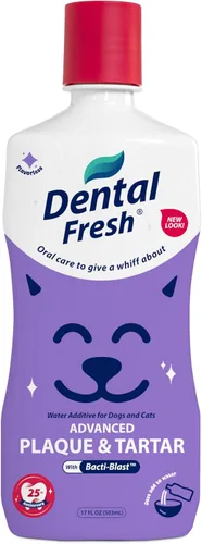 Dental Fresh Aditivo de agua para control de placa y sarro para perros y gatos, ayuda a mantener los dientes limpios, encías saludables y aliento