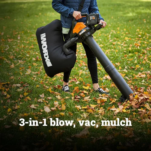 Miniatura 2 de WORX WG583.9 Soplador de hojas inalámbrico de 40 V, sopladores 3 en 1 para el cuidado del césped con aspirador y triturador, soplador eléctrico