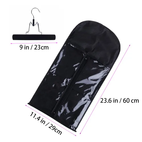 Miniatura 3 de Paquete de 2 soportes para extensiones de cabello, bolsa de almacenamiento de peluca con colgador, extensiones de cabello, paquetes de cola