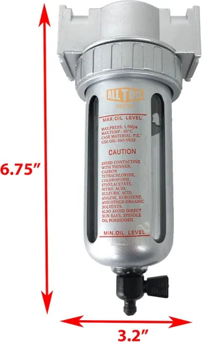 Miniatura 2 de 1/4 "NPT Mini Filtro de Partículas/Trampa de Agua para Compresor de Aire Comprimido Líneas de Aire, 5U Con Cuenco Polivinílico Y Guardia De Tazón De