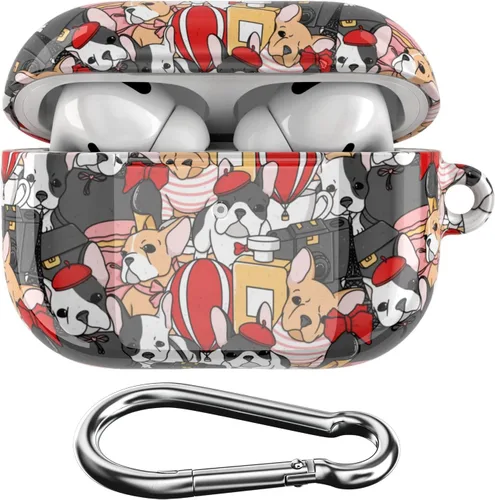Miniatura 12 de Funda compatible con Airpods Pro y Pro 2 Airpods 3-2-1 Gen Bulldog Francés Portátil, Diseño de Clip de Bloqueo Lindo Estampado de Cachorro Perros