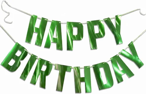 Letjolt Cartel verde de feliz cumpleaños con temática de vegetación decoración de fiesta guirnalda suministros para cumpleaños guardería decoración