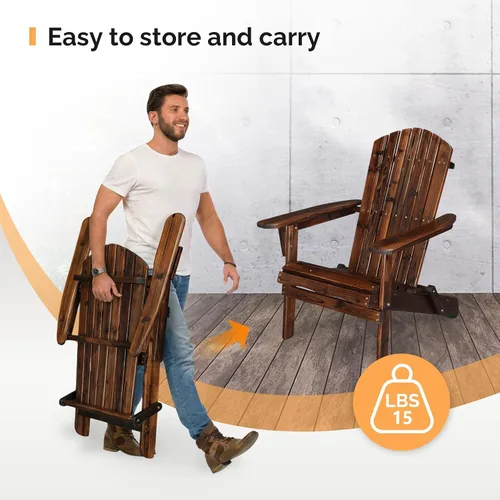 Miniatura 5 de VINGLI Silla Adirondack plegable, sillas Adirondack de madera para exteriores, sillas plegables para fogata para patio, barbacoa, porche, patio