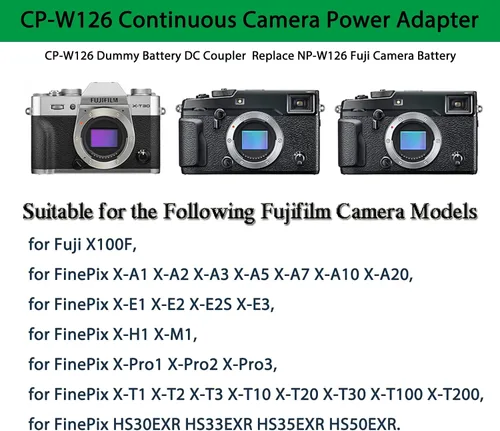 Miniatura 2 de NP-W126 X100VI Batería ficticia CP-W126 Acoplador DC y adaptador de corriente para Fuji X-T100 X-T200 X100F X100V X100VI X-S10 X-A5 X-A10 X-E4