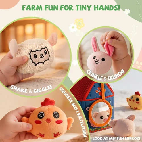 Miniatura 2 de SAIMAND Juguetes para bebés de 6 a 12 meses, granero con animales de granja de peluche, juguete Montessori para bebés, juguetes sensoriales