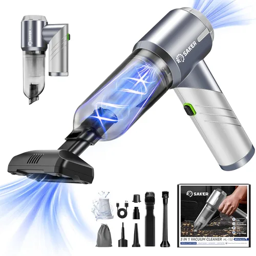 Miniatura 8 de Saker Aspiradora de Mano para Coche Portátil Inalámbrica 17000PA Mini Aspiradoras Recargables Aspiradora Plegable con Motor Sin Escobillas
