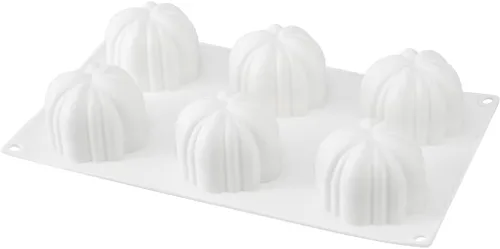Miniatura 2 de Restaurantware - Molde para pastel de calabaza de 6 cavidades de Pastel, 1 molde de calabaza 3D listo para horno - Molde de silicona blanca