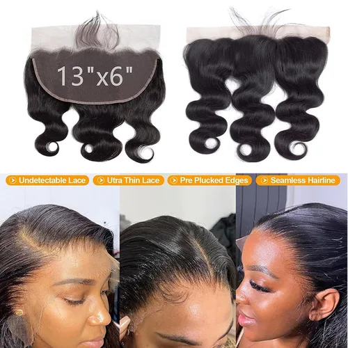 Miniatura 5 de Encaje frontal transparente HD de 13 x 6 pulgadas, prearrancado con abuelitos, línea capilar natural, cierre frontal ondulado 12A, cabello humano