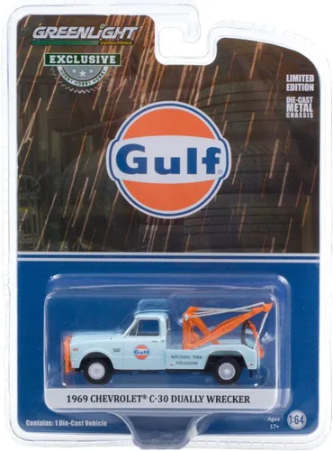 Miniatura 2 de Greenlight 30275 1969 Chevy C-30 Dually Wrecker - Golfo Oil 'soldadura neumático colisión ' (exclusivo de Hobby) 1/64 escala fundido a presión