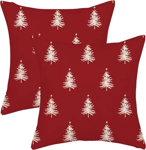Miniatura 61 de AGAYNA Juego de 2 fundas de almohada decorativas con diseño de acuarela verde salvia para árbol de Navidad de 16 x 16 pulgadas, para sofá, invierno