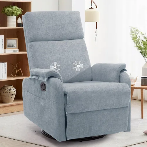 Miniatura 14 de Sillas reclinables Korser, Silla reclinable giratoria para adultos, Silla mecedora Glider, Silla reclinable pequeña para guardería para sala de Beige