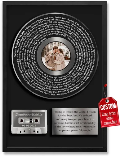 Miniatura 14 de H-DEWALL Póster personalizado de letras de canciones, regalos de cumpleaños para esposo para dormitorio, discos de vinilo, fotos, regalos para él