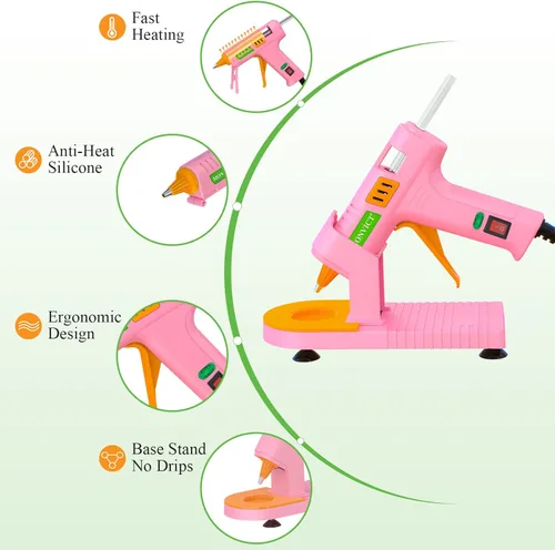 Miniatura 7 de MONVICT - Kit de pistola de pegamento caliente rosa, pistola de pegamento mini con soporte de ventosas y alfombrilla antiadherente de silicona