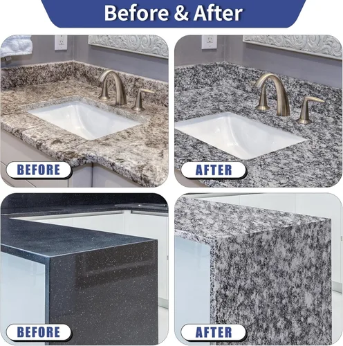 Miniatura 4 de GLAINTE Kit de pintura epoxi para encimera, kit de pintura de acabado de encimera de granito para cocina y baño, capa superior de resina epoxi
