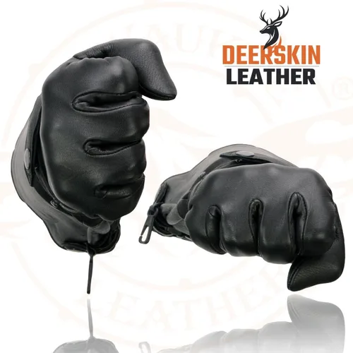 Miniatura 7 de Milwaukee Leather SH857 Guantes de motocicleta con forro térmico para hombre, piel de ciervo de Estados Unidos, color negro