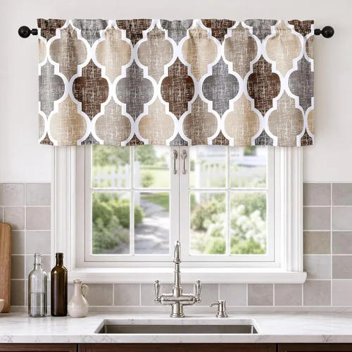Miniatura 45 de Beauoop Cortinas 100% Opacas de 45 Pulgadas de Largo, 2 Paneles para Dormitorio, Sala de Estar, Gris Aqua Marroquí Geométrico, Oscurecimiento