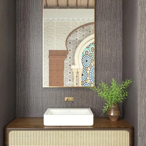 Miniatura 7 de CRE8TIVE Papel tapiz marrón topo para despegar y pegar de 12 x 80 pulgadas, papel tapiz de tela de hierba tejida sintética, extraíble, autoadhesivo