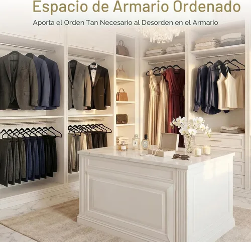 Miniatura 9 de HOUSE DAY - Perchas de terciopelo negro de 60 unidades, antideslizantes, resistentes, para abrigos, perchas premium delgadas que ahorran espacio