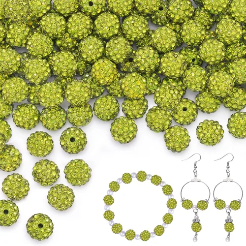 Miniatura 24 de 100 cuentas de diamantes de imitación de 0.394 pulgadas para la fabricación de joyas, 10 cuentas redondas brillantes de discoteca de Shamballa