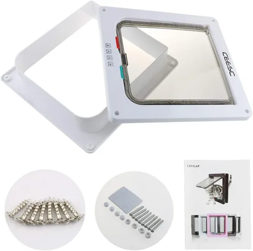 Miniatura 6 de CEESC Puerta magnética con solapa para gatos con cerradura de 4 vías para gatos, gatitos y gatitos, 3 tamaños y 2 opciones