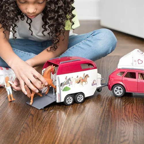 Miniatura 5 de Schleich Horse Club - Juego de Camping de Coche y Remolque de 110 Piezas con Divertidas Figuras de Caballos y Jinetes para Niñas y Niños - Figuras