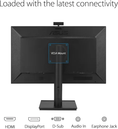 Miniatura 6 de ASUS Monitor de videoconferencia 1080P de 24" (BE249QFK) - IPS, 100Hz, sin marco, cámara web Full HD, matriz de micrófono, altavoces, altura