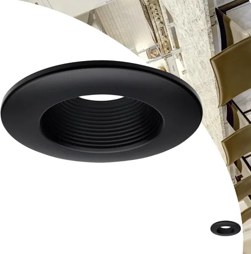 Miniatura 2 de Satco 80-977 - Moldura de deflector profundo de 5/6 pulgadas, acabado negro, construcción de policarbonato, clasificación húmeda, compatible