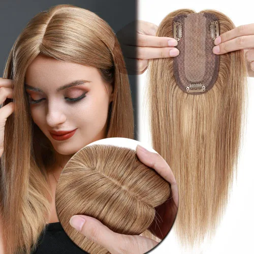 Miniatura 19 de MY-LADY Extensiones de cabello humano para mujeres con base de seda y clip de encaje, 150% de densidad, cabello humano real, 7 * 13 cm, lacio, 6