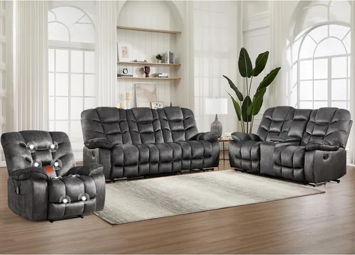 Miniatura 24 de HAOMARKETS Silla reclinable eléctrica con masaje y calor, sillas reclinables eléctricas de 41 pulgadas de ancho con puerto USB, sofá reclinable