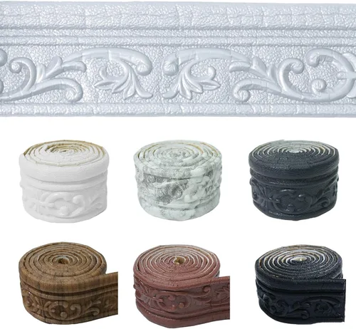 Miniatura 12 de Moldura de espuma autoadhesiva de 90 x 3.1 pulgadas, borde de papel tapiz de moldura de corona, líneas de bordes de pared 3D, base de pared