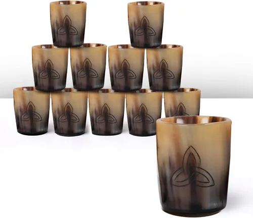 Miniatura 33 de Handicrafts Home Juego de 4 vasos de chupito hechos a mano, patrón entrecruzado de 6.5 onzas, chupitos de whisky vikingo naturales para cócteles