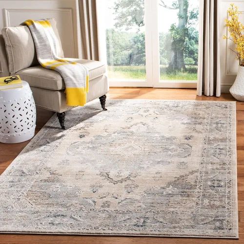 Miniatura 5 de SAFAVIEH - Alfombra de la colección Oregon, 2'2" x 6', beige y gris, diseño oriental con efecto desgastado, no desprende pelusa y de fácil cuidado