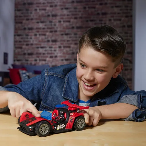 Miniatura 10 de Marvel Spider-Man VenomVersus Epic World of Action Miles Morales Remix Blast Racer 4 pulgadas (3.9 in) figura y coche de juguete, accesorios