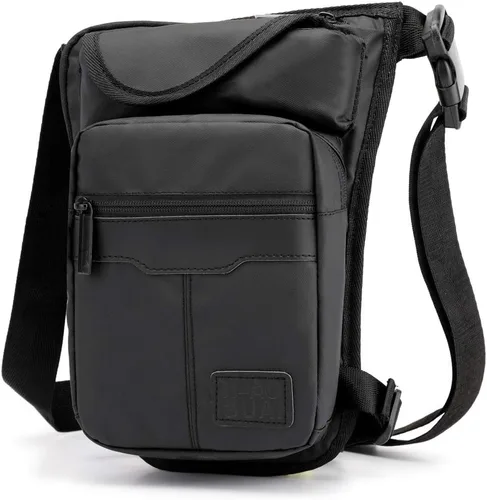 Miniatura 12 de Riñonera para muslos al aire libre para hombres y mujeres, riñonera para montar en motocicleta, bandolera para montar al hombro, senderismo, 01-Negro