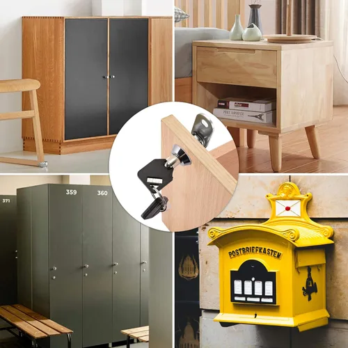 Miniatura 3 de Cerradura tubular de leva para gabinete con llaves, cilindro de 7/8 pulgadas con llave igual, caja de herramientas de repuesto para cajón seguro